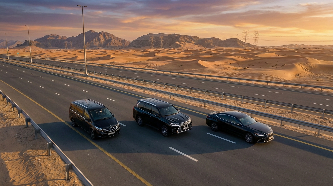 SUV crossing desert terrain