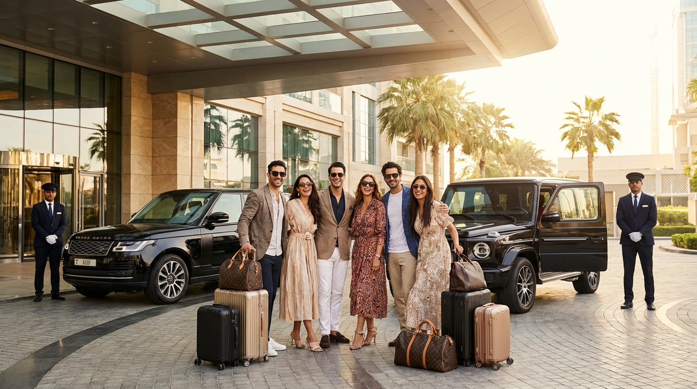 Group of Range Rovers for large party transfer